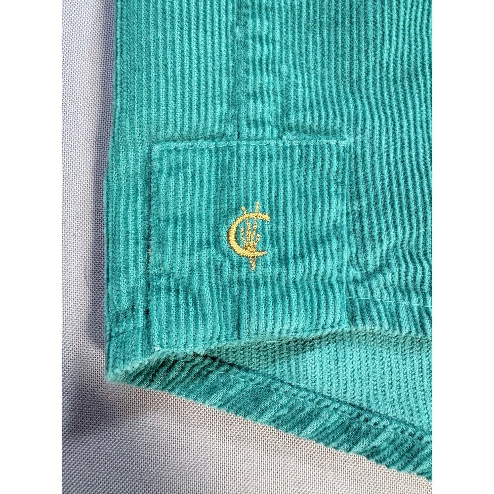 Criquet Teal Western Casual Corduroy Pearl Snap Buttons Mens XL 100% Cotton - Picture 5 of 11
